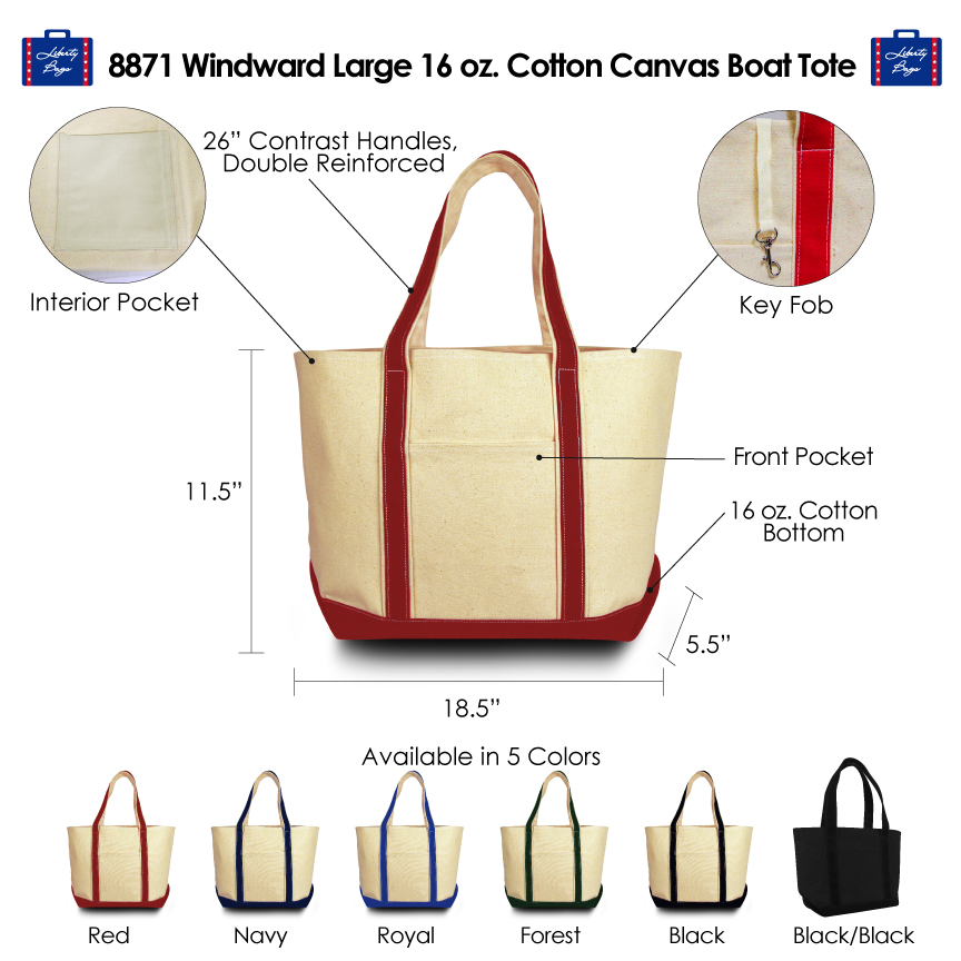 8871 Heavyweight 16 oz Windward Cotton Canvas Boat Tote-Liberty Bags